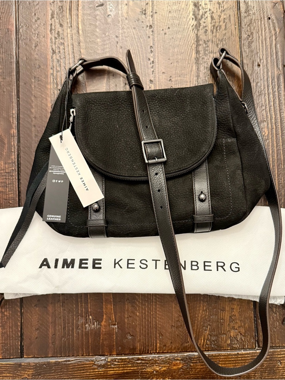 Aimee Kestenberg Side Kick Black Leather Crossbody Bag NWT